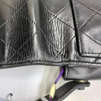 Chanel Vintage Kelly Style Black Leather Shoulder Bag Diamond Stitch Medium