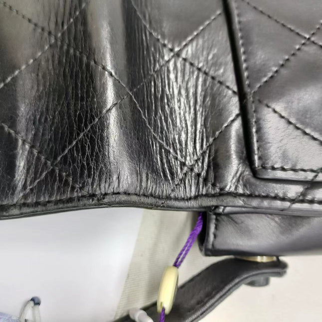 Chanel Vintage Kelly Style Black Leather Shoulder Bag Diamond Stitch Medium