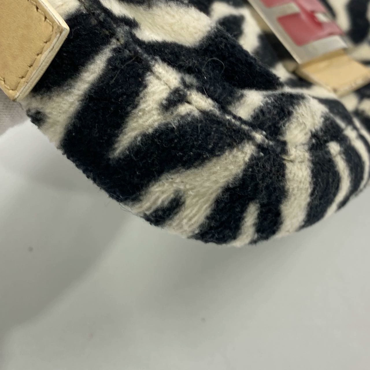 Fendi Baguette Black and White Zebra Print Fleece Red Buckle