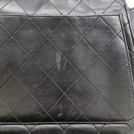 Chanel Vintage Kelly Style Black Leather Shoulder Bag Diamond Stitch Medium