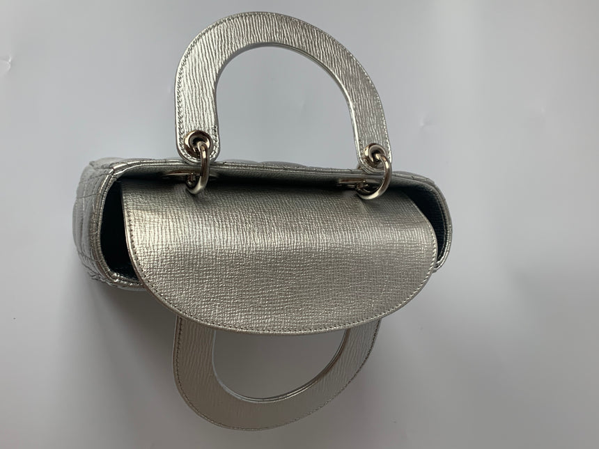 Sold Lady Dior ABCdior Small Silver Cannage Lambskin Handbag