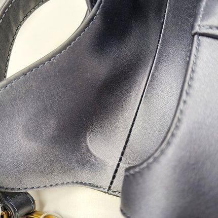 Dior Saddle Mini Silk Blue Grey with Crystal Embedded Buckles