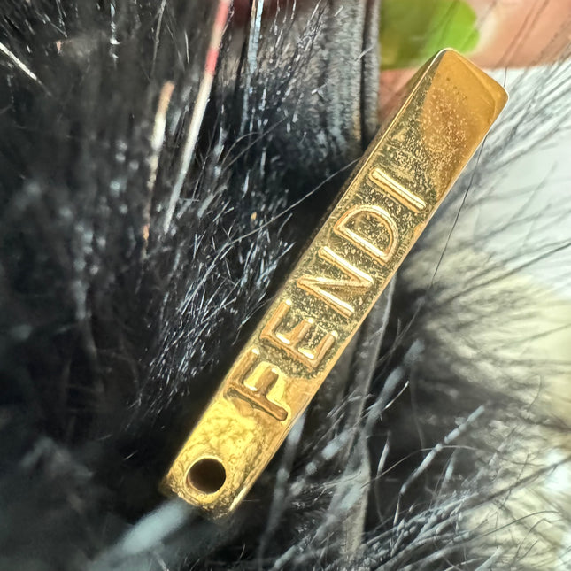 Sold Fendi Baguette Black Furry Pink Interior Shoulder Bag