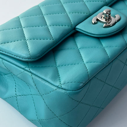 Chanel Classic Flap Mini Turquoise Blue Lambskin Leather Gold Hardware 2014