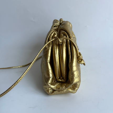 Bottega Veneta Pouch Mini Gold Lambskin Leather Crossbody Bag