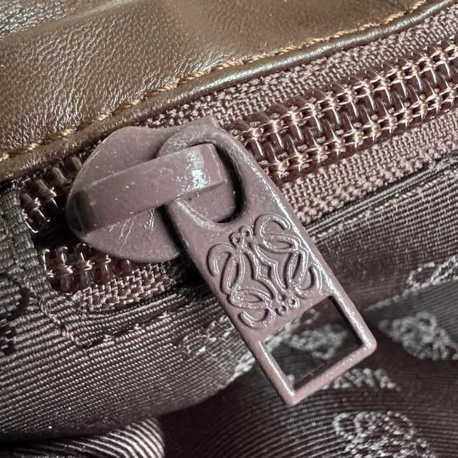 Loewe Flamenco Medium Brown Suede Leather Shoulder Bag 28cm