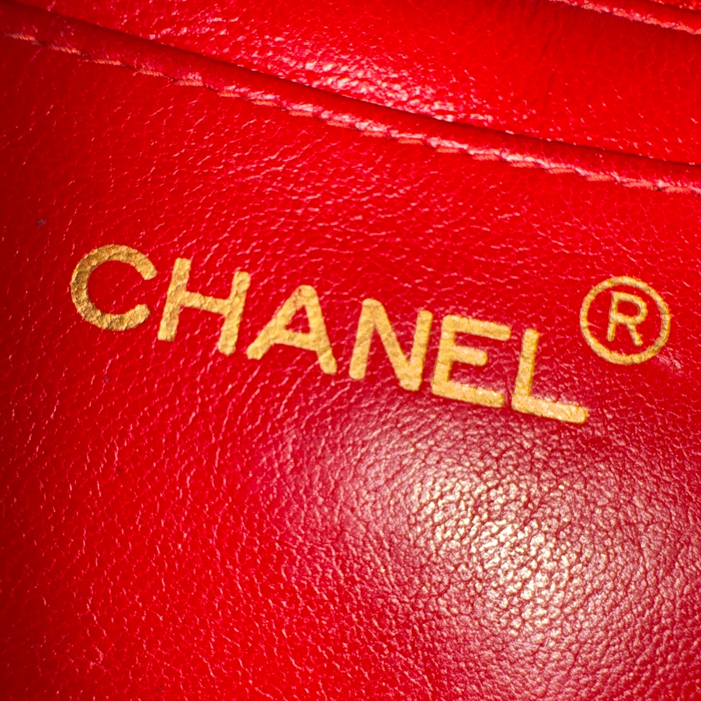 Chanel Vintage Classic Flap Mini Square Red Lambskin 24k Gold HW, 1989-1991