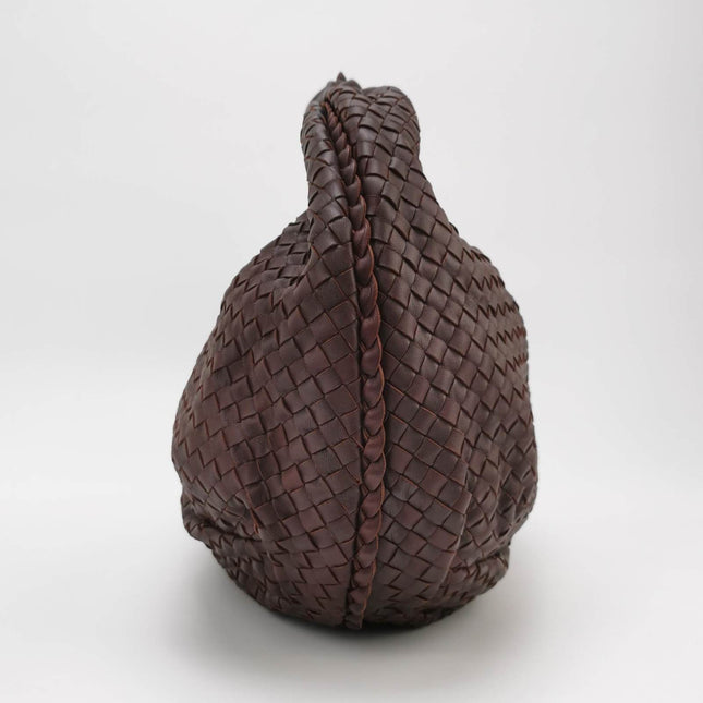 Sold Bottega Veneta Belly Hobo Intrecciato Eggplant Purple Leather Large 50cm