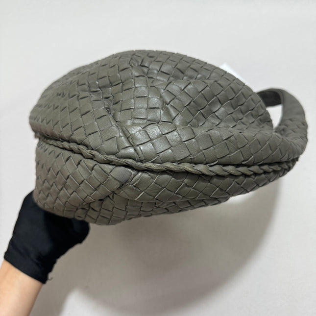 Sold Bottega Veneta Belly Hobo Intrecciato Grey Leather Medium 40cm