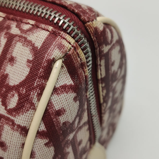 Dior No. 1 Rasta Trotter Bowling Bag Red Oblique Canvas White Patent Leather