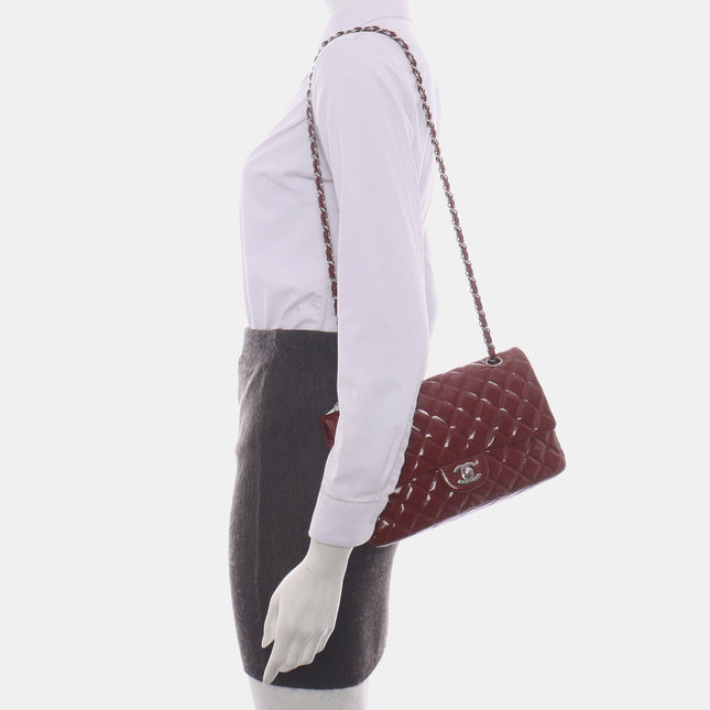 Chanel Classic Flap Medium Burgundy Patent Leather Silver HW, 2010-2011