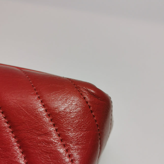 Chanel Coco Handle Small Red Lambskin Leather Chevron Stitching Gold Hardware, 2017-18