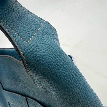 Hermès Taurillon Clemence Good News 28 PM Blue Jeans Hobo Crossbody Bag