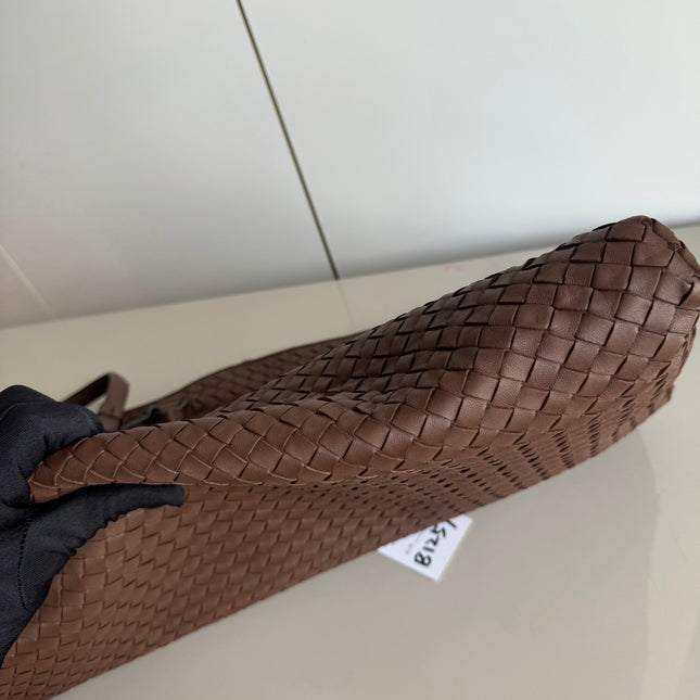 Bottega Veneta Maxi Convertible Tote Bag Hobo Chocolate Brown Leather Two-way Carry 50cm