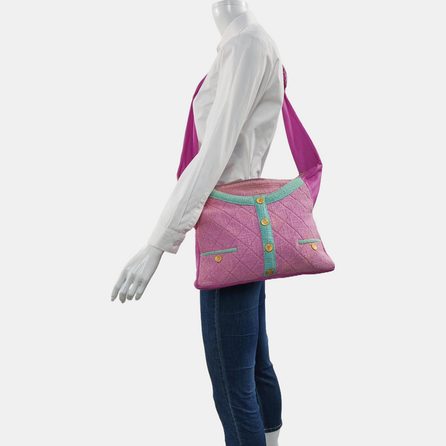 Chanel Large Girl Jacket Bag Lilac Tweed Shoulder Bag 2015