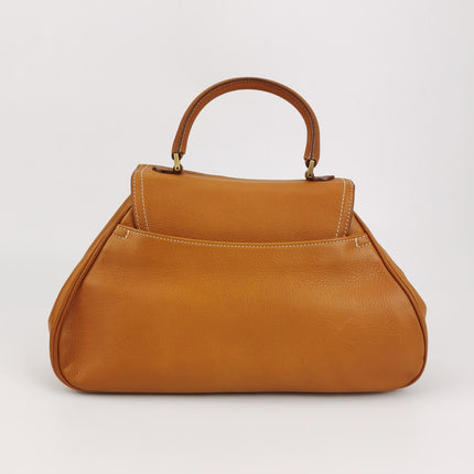 Dior Top Handle Saddle Bag Cognac Tan Brown Calfskin Leather