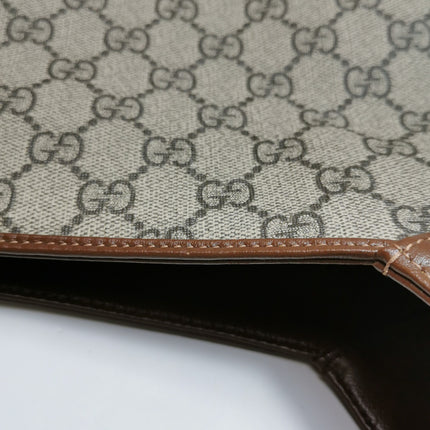 Gucci Jackie 1961 Large Brown Leather and Monogram Web with Long Strap