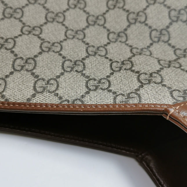 Gucci Jackie 1961 Large Brown Leather and Monogram Web with Long Strap