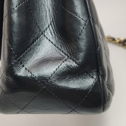 Chanel Classic Flap Jumbo Black Lambskin Leather Single Flap Gold Hardware 2009-2010