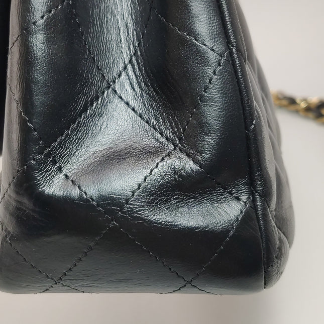 Chanel Classic Flap Jumbo Black Lambskin Leather Single Flap Gold Hardware 2009-2010