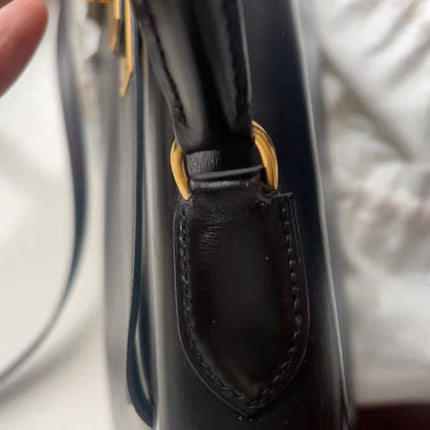 Hermes Kelly 32 Sellier Dark Chocolate Brown Box Leather Gold Hardware 1988