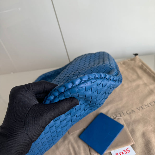 Sold Bottega Veneta Veneta Hobo Medium Blue Intrecciato Leather Bag 47cm