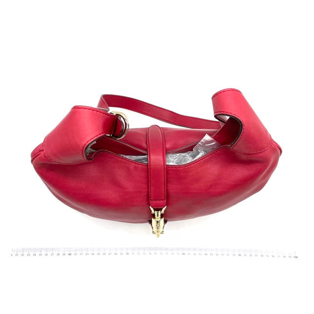 Gucci Jackie Soft Medium Leather Bag Burgundy Red Gold Piston Lock