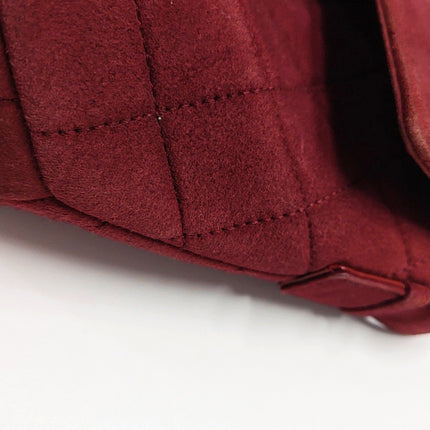 Chanel Vintage Medium Flap Top Handle Bag Burgundy Suede Leather 1997-1999