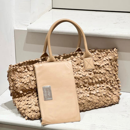 Bottega Veneta Cabat Limited Tan Poussin Paillettes Tote Beige