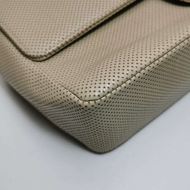 Chanel Vintage Classic Flap Bi-color Beige Perforated Leather and Red Leather Strap Bag, 2000-2002