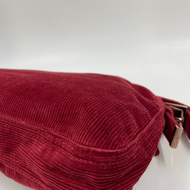 FENDI Baguette Vintage Red Corduroy Shoulder Bag