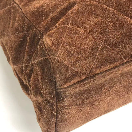 Chanel Vintage Kelly Brown Suede Leather Shoulder Bag Silver Hardware, 1996-1997