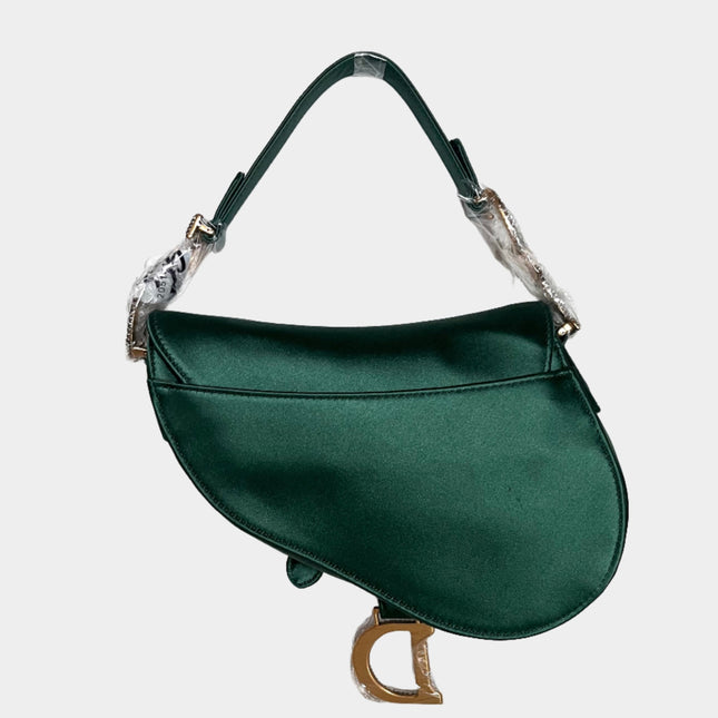 Dior Saddle Mini 2019 Silk Emerald Green with crystals