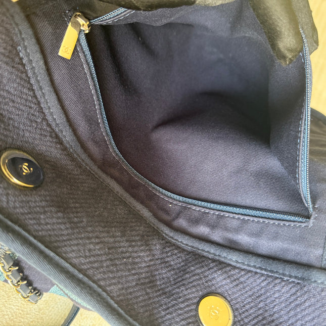 Chanel Deauville Tote Medium Navy Denim Top Handle