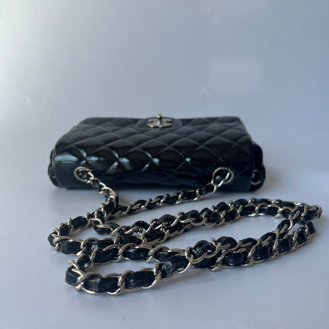 Sold Chanel Classic Flap Rectangular Mini Black Patent Leather Silver Hardware, 2012-2013