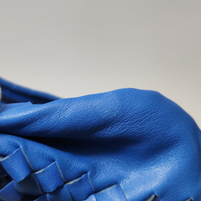 Bottega Veneta Hobo Bag Lambskin Leather Royal Blue 42cm Thick Shoulder Pad