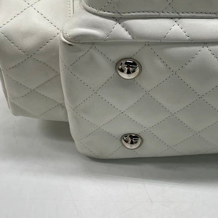Chanel Cambon Multi-pocket Ligne Reporter Bag Large White Calfskin Leather