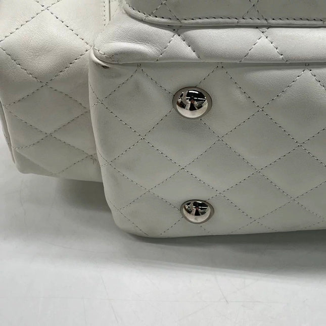 Chanel Cambon Multi-pocket Ligne Reporter Bag Large White Calfskin Leather