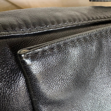 Fendi Mamma Baguette Black Lambskin Leather Green Enamel Buckle