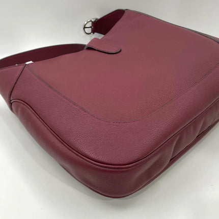 Gucci Jackie 1961 Burgundy Large Pebbled Leather Shoulder Bag with Strap
