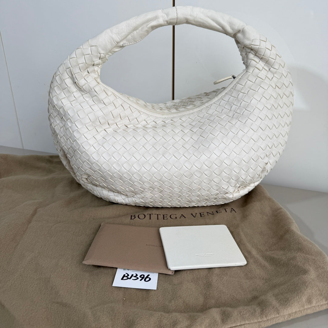 Bottega Veneta Belly Hobo Intrecciato White Nappa Leather Medium 40cm-Luxbags