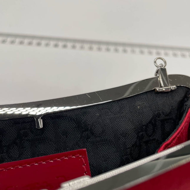 Sold Dior Saddle Vintage Classic Clutch Vintage Mini Red Silk Satin