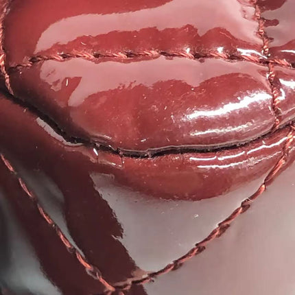 Chanel Classic Flap Medium 2012 Red Burgundy Patent Leather Silver Hardware