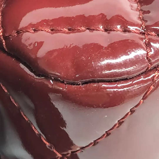 Chanel Classic Flap Medium 2012 Red Burgundy Patent Leather Silver Hardware