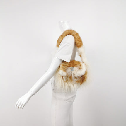 Fendi Multicolor Brown Fur FF Logo Flap Shoulder Bag