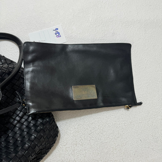 Sold Bottega Veneta Cabat Small Intreccio Leather Tote Bag Black
