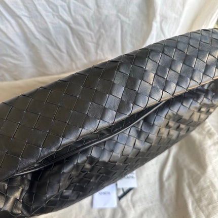 Bottega Veneta Hop Black Intrecciato Leather Maxi Hobo Bag 54cm
