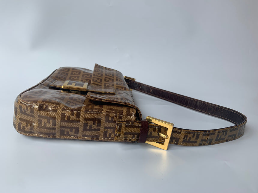 Sold FENDI Baguette Zucchini Print Patent Leather
