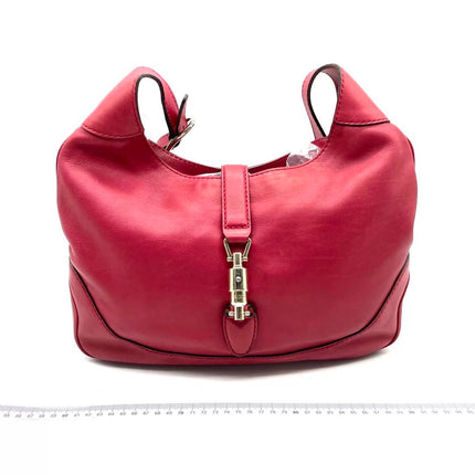 Sac Jackie Soft moyen en cuir rouge bordeaux avec fermoir piston doré Gucci