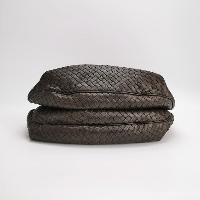 Bottega Veneta Drawstring Dark Chocolate Brown Intrecciato Leather Large Crossbody Bag